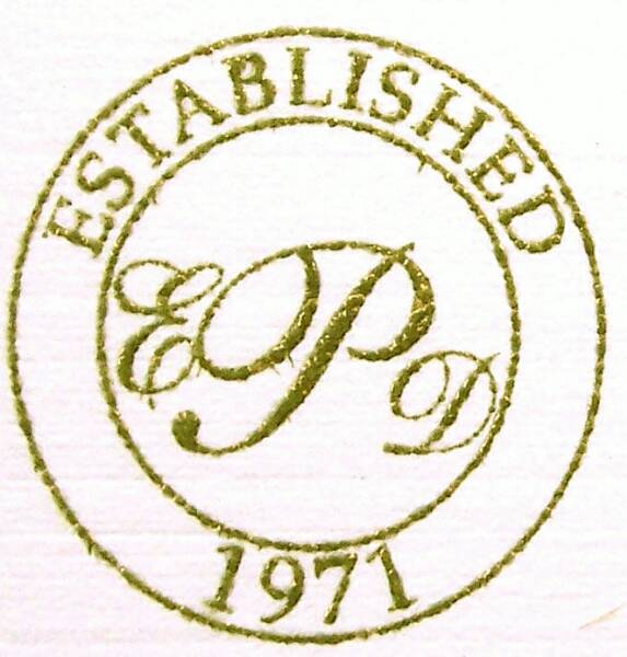 A stamp with the initials epp and date of birth.