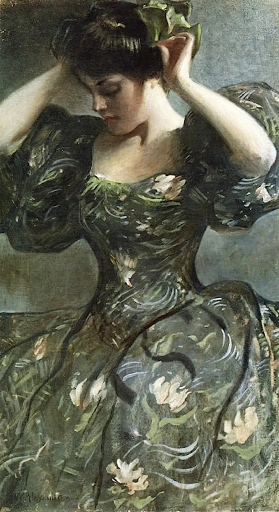 A painting of a woman in a dress