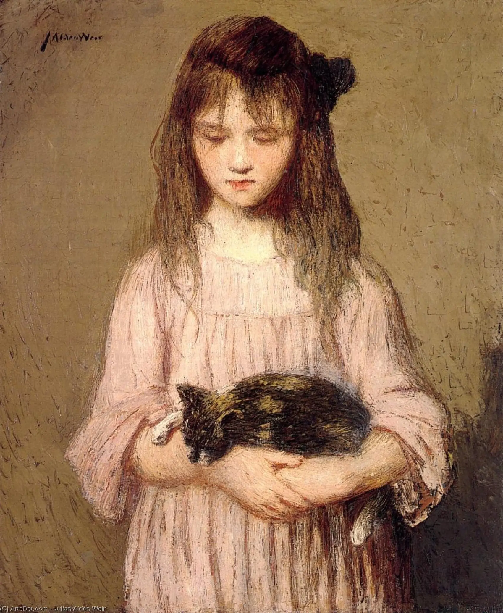 A girl holding a cat in her arms.